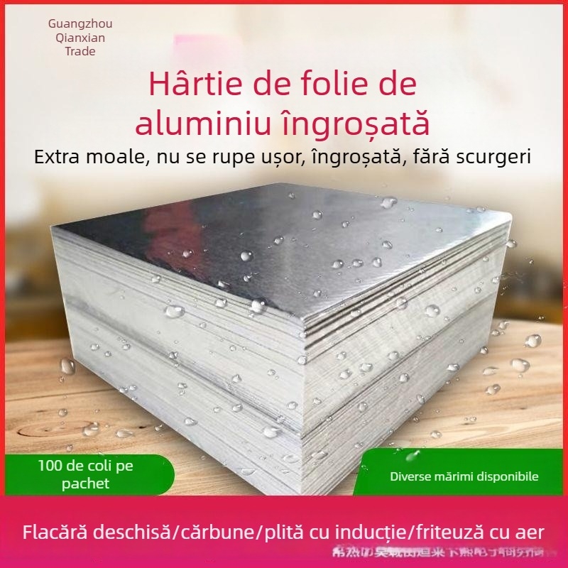 Folie de aluminiu moale, îngroșată pentru cuptor – destinat uzului casnic și comercial; ideală pentru pește, fructe de mare și pui.