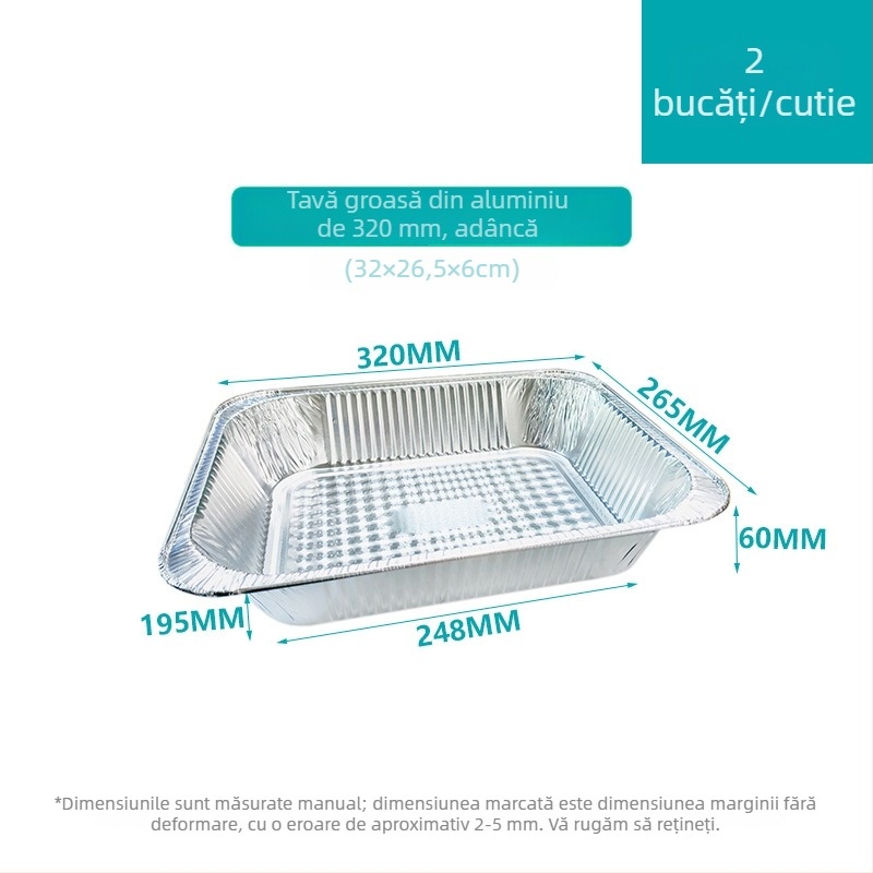 Tavă dreptunghiulară din folie de aluminiu, de unică folosință, pentru pește la grătar și homar, de calitate alimentară, rezistentă la temperaturi înalte, pentru exterior