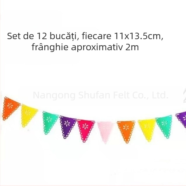 Steaguri triunghiulare de Halloween, decorațiuni mexicane, piñata, Steaguri ale Zilei Morților, șir de steaguri de Crăciun