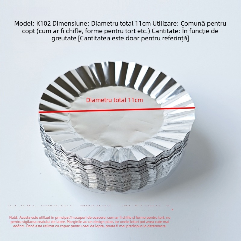 K102 Bază din folie de aluminiu pentru prăjituri și produse de patiserie, 11 cm diametru, bază pentru pâine, capac din folie de aluminiu