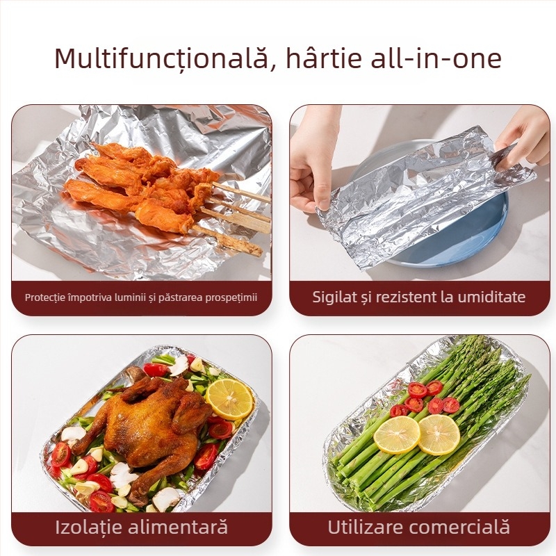 Foi de aluminiu de unică folosință pentru friteuza cu aer și grătar, rolă de 3,8 m pentru coacere și barbecue