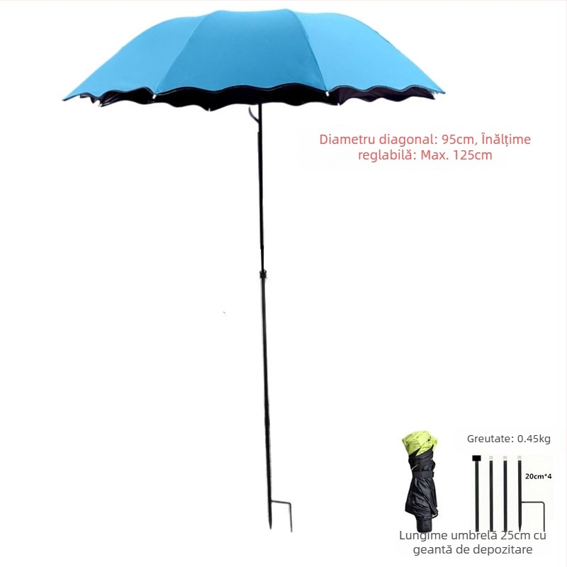 Umbrelă mare cu diametrul de 95 cm, imprimeu hortensie, protecție împotriva soarelui și ploii, deschidere și închidere manuală