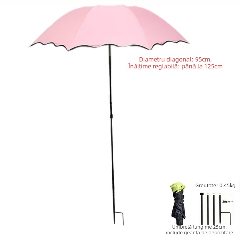 Umbrelă mare cu diametrul de 95 cm, imprimeu hortensie, protecție împotriva soarelui și ploii, deschidere și închidere manuală