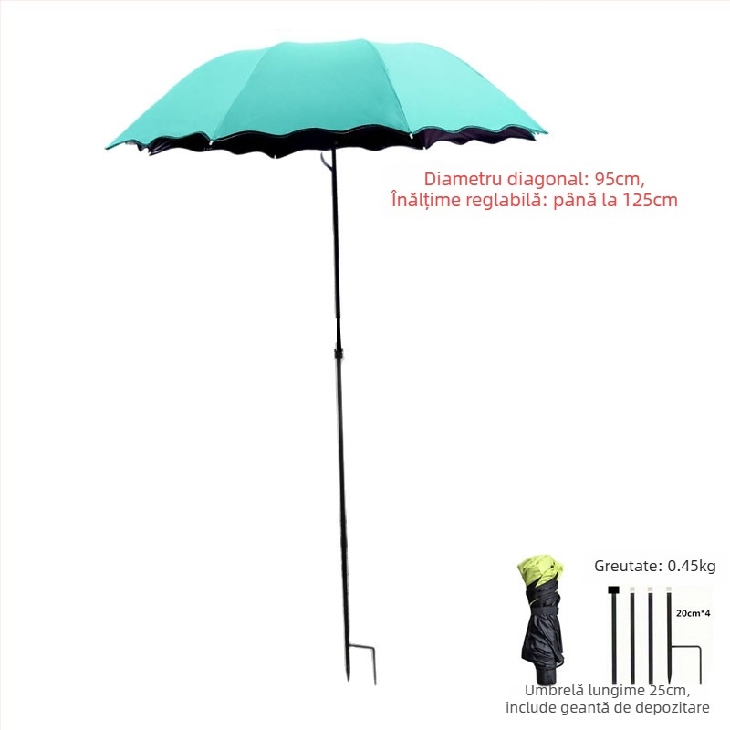 Umbrelă mare cu diametrul de 95 cm, imprimeu hortensie, protecție împotriva soarelui și ploii, deschidere și închidere manuală