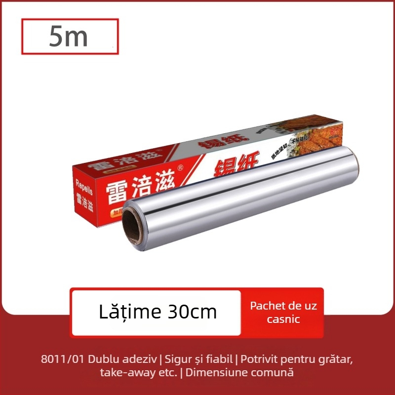 Rolă de folie de aluminiu de înaltă calitate, de unică folosință, pentru grătar, cuptor și friteuză cu aer, ambalaj în cutie