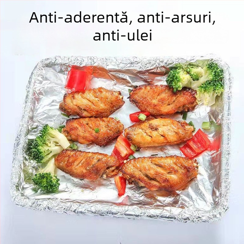 Rolă de folie de aluminiu de înaltă calitate, de unică folosință, pentru grătar, cuptor și friteuză cu aer, ambalaj în cutie