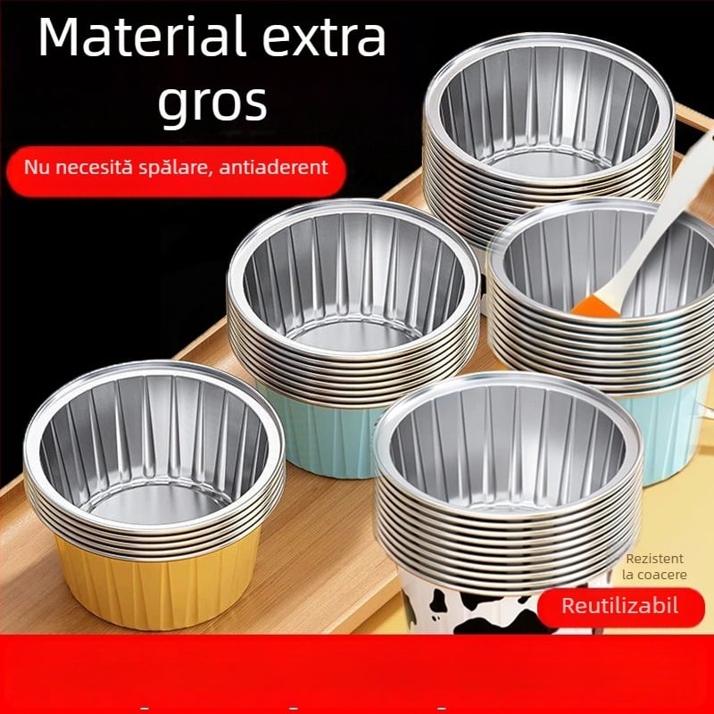 Cupe puding din folie de aluminiu pentru cuptor cu aer și cuptor, forme de prăjituri din folie de aluminiu, ustensile groase pentru coacere în casă
