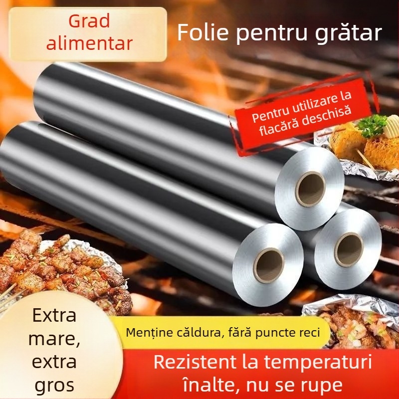 folie de aluminiu groasă pentru grătar și coacere, compatibilă cu cuptorul și air fryer.