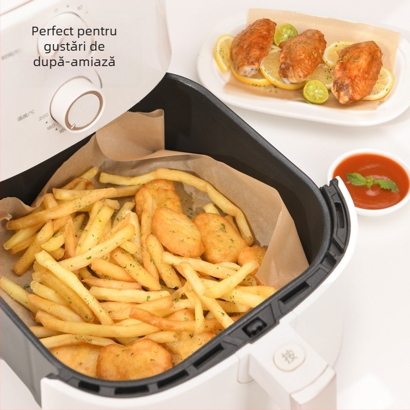 Hârtie de copt stil japonez, cu acoperire din silicon, pentru cuptor, tavă de grătar și folie; hârtie absorbantă pentru ulei pentru friteuza cu aer casnic