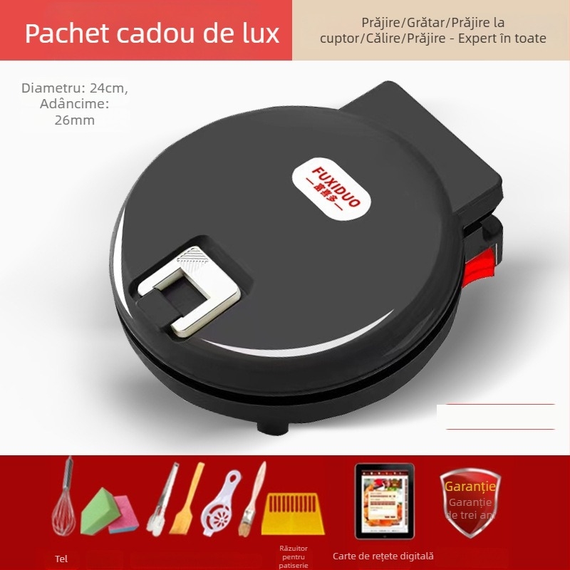 Tigaie electrică griddle cu design adâncit și mărit, încălzire pe ambele fețe, tigaie antiaderentă pentru clătite, gătit, coacere și prăjire găluște
