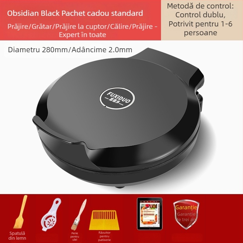Tigaie electrică griddle cu design adâncit și mărit, încălzire pe ambele fețe, tigaie antiaderentă pentru clătite, gătit, coacere și prăjire găluște