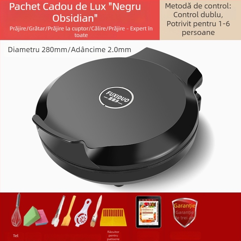 Tigaie electrică griddle cu design adâncit și mărit, încălzire pe ambele fețe, tigaie antiaderentă pentru clătite, gătit, coacere și prăjire găluște