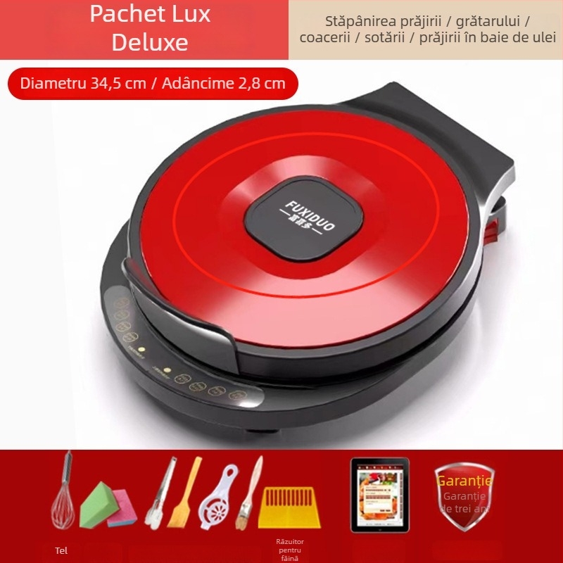 Tigaie electrică griddle cu design adâncit și mărit, încălzire pe ambele fețe, tigaie antiaderentă pentru clătite, gătit, coacere și prăjire găluște