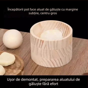 Set din lemn pentru foi de aluat și colțunași: presă foi, rulou de aluat și forme de patiserie