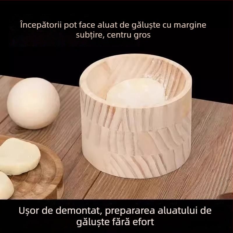 Set din lemn pentru foi de aluat și colțunași: presă foi, rulou de aluat și forme de patiserie