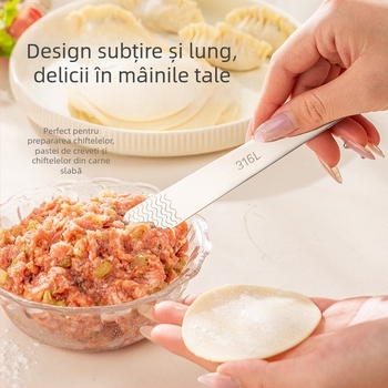 Lingură din oțel inoxidabil 316L pentru găluște, cu orificiu de agățare, instrument de umplere și modelare, design minimalist modern