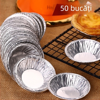 Tavă de unică folosință pentru tarte cu ou din folie de aluminiu, rezistentă la temperaturi înalte, cupe pentru tarte