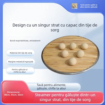 Covoraș antiaderent din tulpini de sorgo pentru găluște, tavă rotundă cu un singur strat pentru aburire