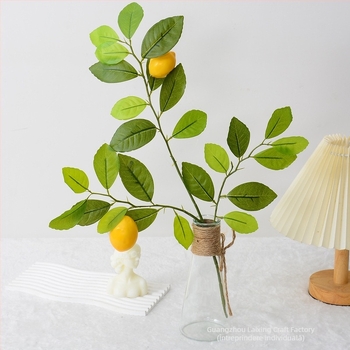 Ramură de lămâie artificială cu fruct, decor verde în stil nordic pentru casă