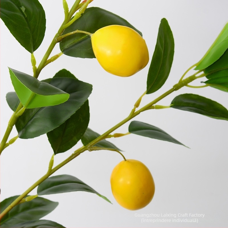 Ramură de lămâie artificială cu fruct, decor verde în stil nordic pentru casă