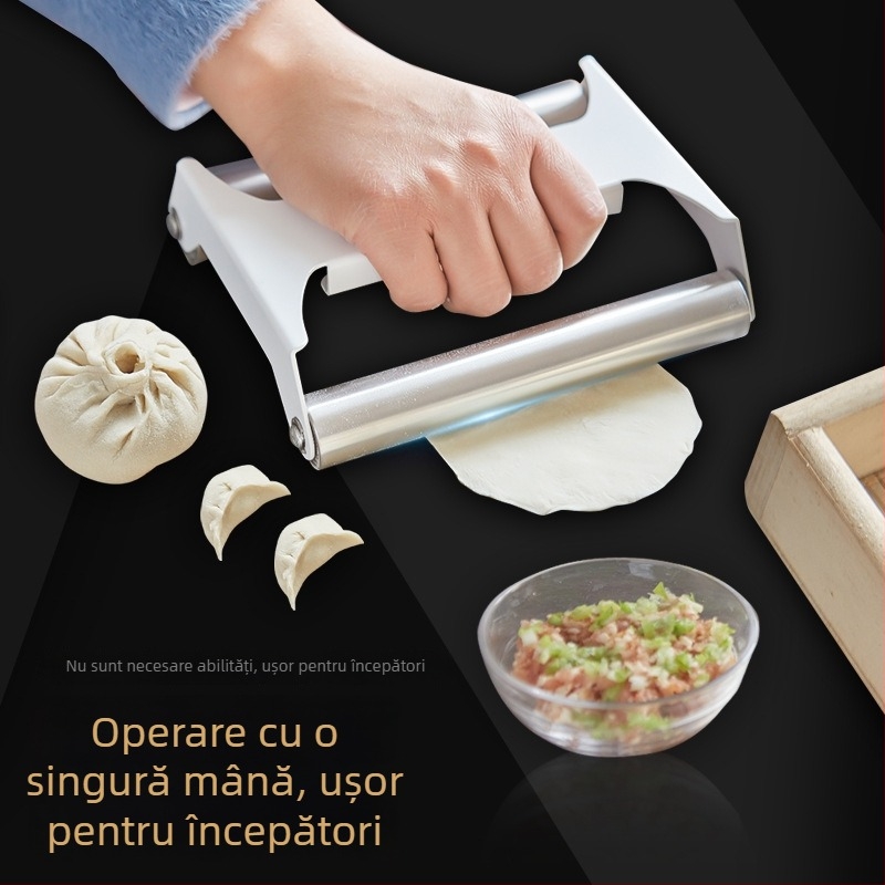 Diri rulou din oțel inoxidabil, cu axă dublă – rolă integrată pentru aluat, pentru uz casnic