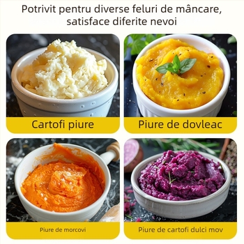 Mașină de piure din oțel inoxidabil pentru hrana bebelușilor, piure de cartof mov și yam, cu lingură strecurătoare