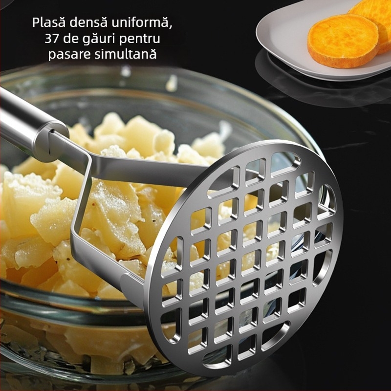 Mașină de piure din oțel inoxidabil pentru hrana bebelușilor, piure de cartof mov și yam, cu lingură strecurătoare