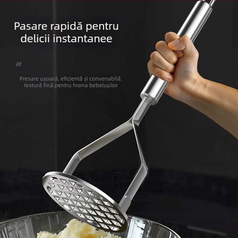 Mașină de piure din oțel inoxidabil pentru hrana bebelușilor, piure de cartof mov și yam, cu lingură strecurătoare