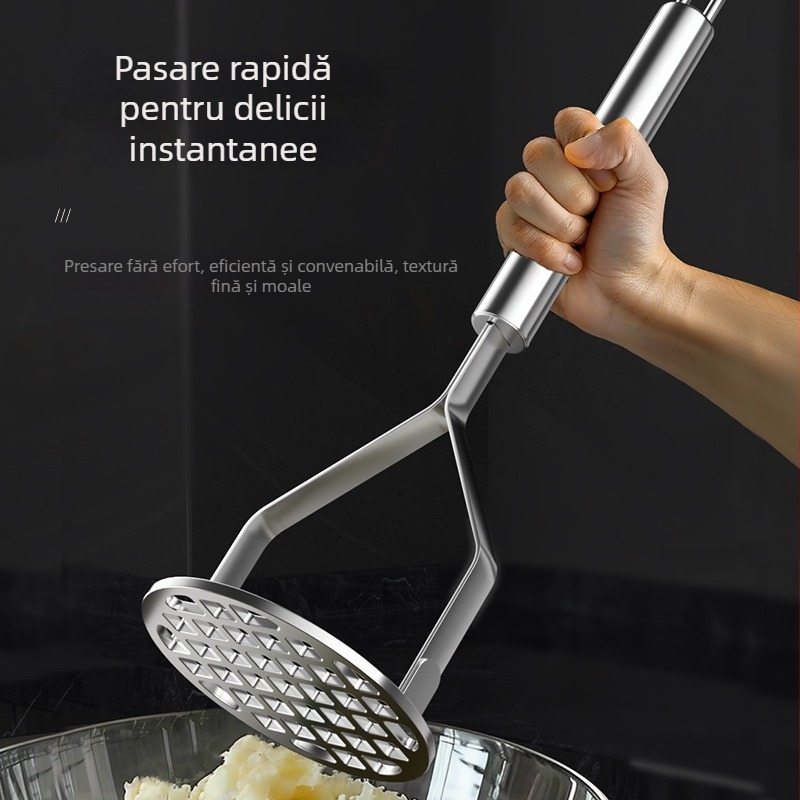 Mașină de piure din oțel inoxidabil pentru hrana bebelușilor, piure de cartof mov și yam, cu lingură strecurătoare