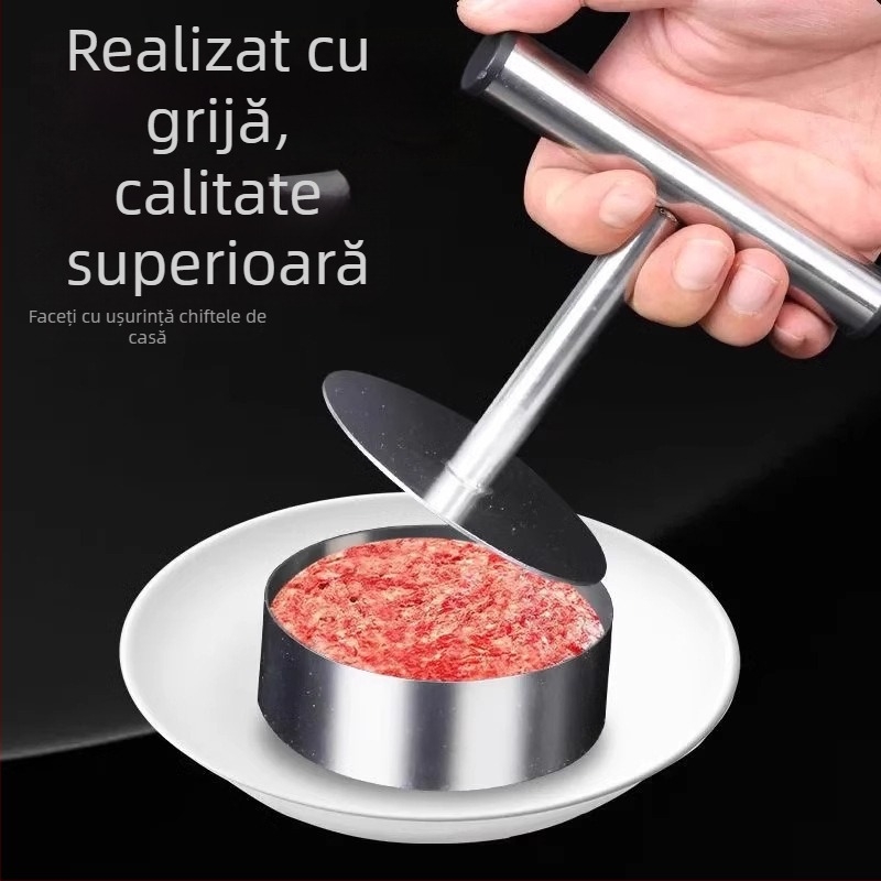 Presă circulară din oțel inoxidabil pentru carne și matriță pentru foi de gyoza – ustensilă de bucătărie DIY pentru burgeri, chiftele și bile de orez