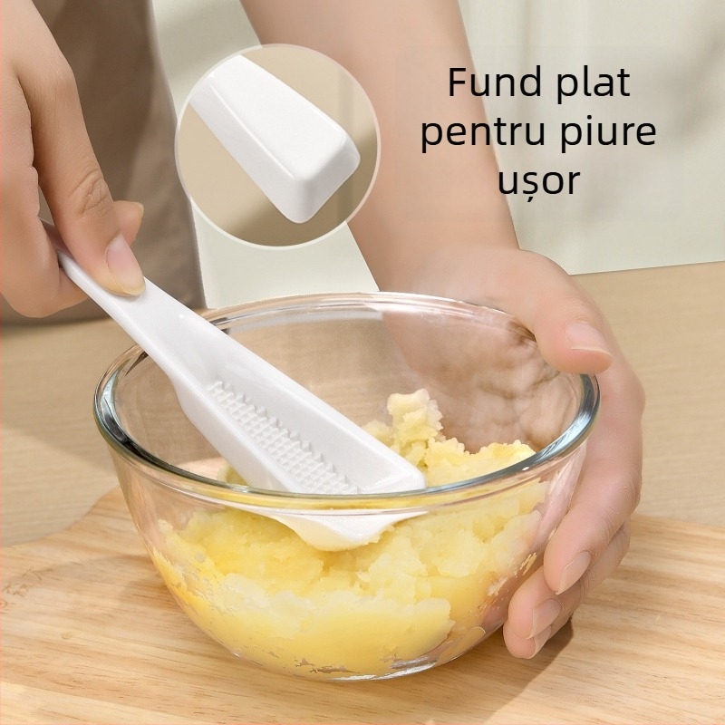 Râșniță ceramică pentru ghimbir și usturoi, zdrobitor manual pentru pastă, unealtă cu lingură
