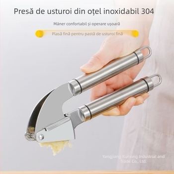 Presă de usturoi din oțel inoxidabil 304, curățător manual pentru usturoi, instrument pentru pastă de usturoi și extractor de suc de ghimbir, gadget de bucătărie