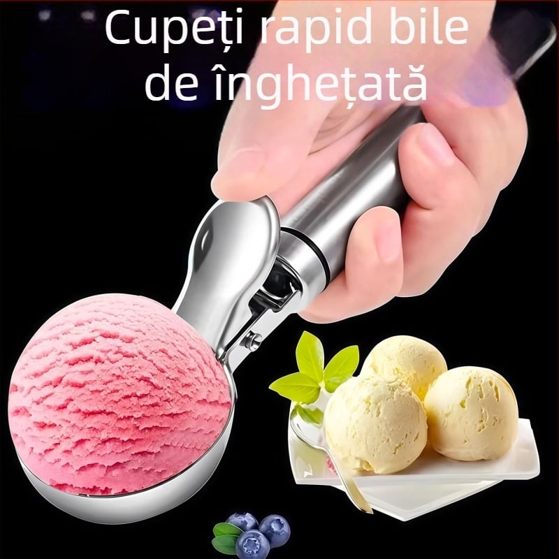 Lingură pentru înghețată și formă pentru bile de fructe din oțel inoxidabil