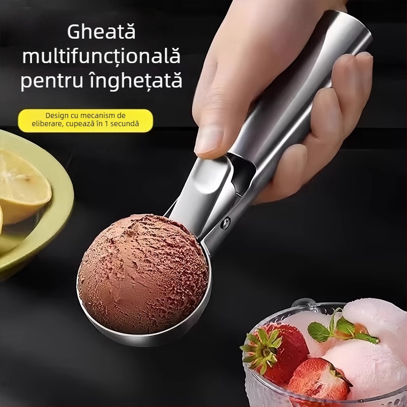 Lingură pentru înghețată și formă pentru bile de fructe din oțel inoxidabil