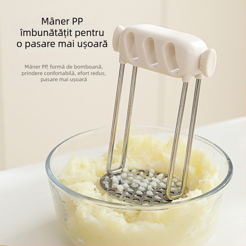 Zdrobitor din oțel inoxidabil pentru hrana bebelușilor — piure de cartofi, avocado, roșii și fructe