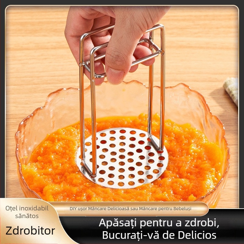 Zdrobitor de cartofi din oțel inoxidabil 304, zdrobitor pentru cartofi dulci roșii și fructe, presă de usturoi, ustensilă de bucătărie pentru coacere