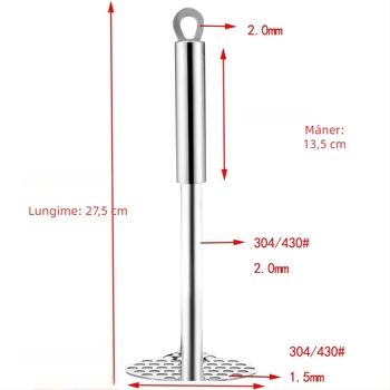 Zdrobitor manual din oțel inoxidabil pentru cartofi și dovleac — ustensilă de bucătărie