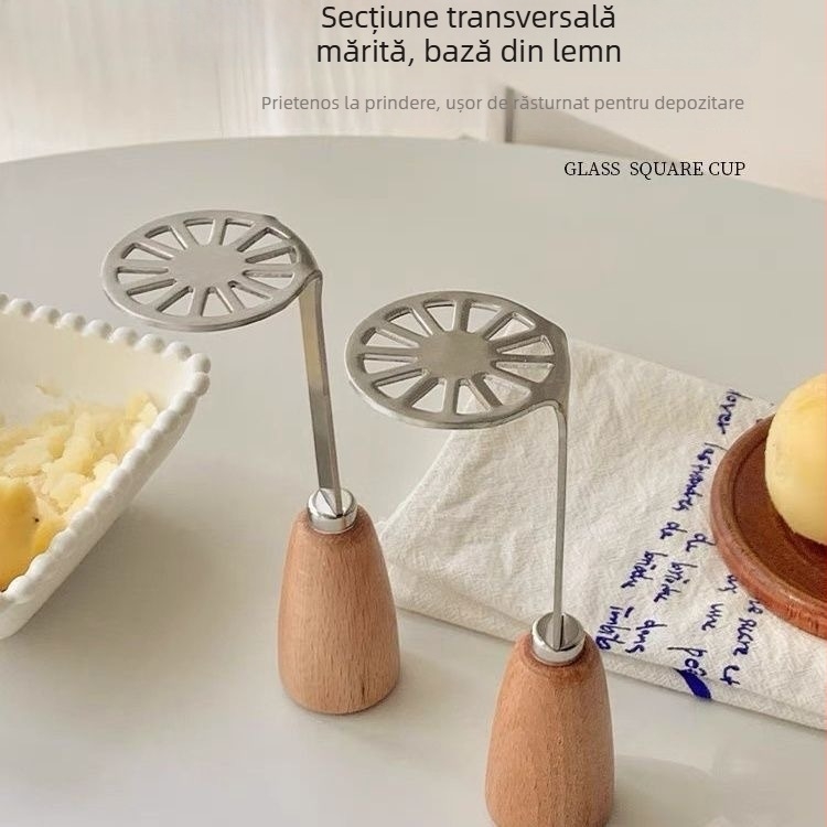 Mașină de piure pentru cartofi, stil japonez, mâner rotunjit, din oțel inoxidabil, aparat manual pentru piure de dovleac și cartofi dulci, pentru hrana bebelușilor.