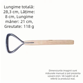 Racletă din oțel inoxidabil cu mâner din lemn pentru îndepărtarea membranelor și grăsimilor din pielea animalelor