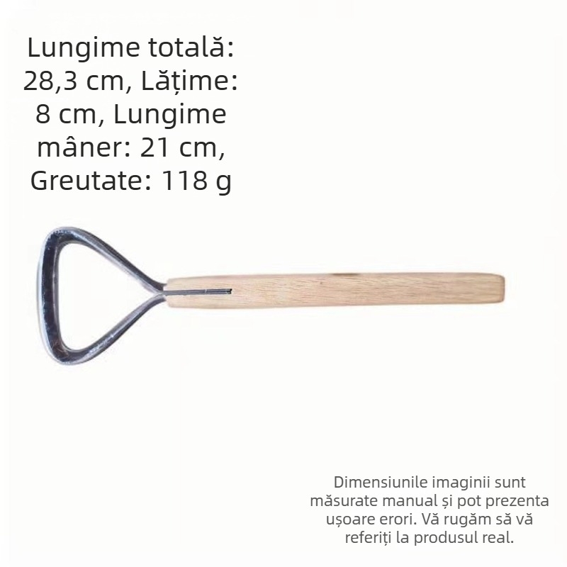 Racletă din oțel inoxidabil cu mâner din lemn pentru îndepărtarea membranelor și grăsimilor din pielea animalelor