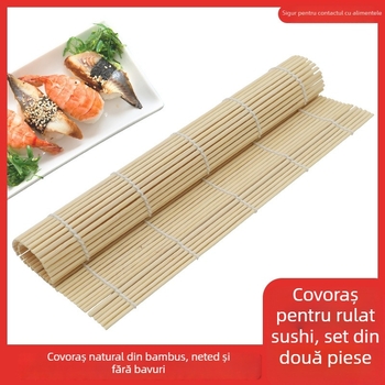 Covor de sushi din bambus cu matriță pentru orez cu nori, stil coreean și japonez, DIY alge marine, bile de orez lipicioase, plăcuță din bambus