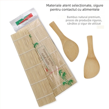 Covor de sushi din bambus cu matriță pentru orez cu nori, stil coreean și japonez, DIY alge marine, bile de orez lipicioase, plăcuță din bambus