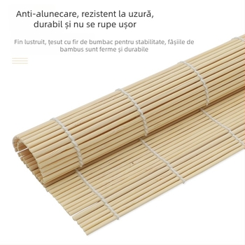 Covor de sushi din bambus cu matriță pentru orez cu nori, stil coreean și japonez, DIY alge marine, bile de orez lipicioase, plăcuță din bambus