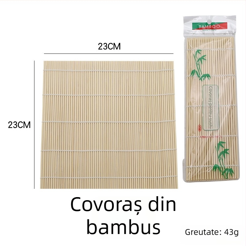 Covor de sushi din bambus cu matriță pentru orez cu nori, stil coreean și japonez, DIY alge marine, bile de orez lipicioase, plăcuță din bambus