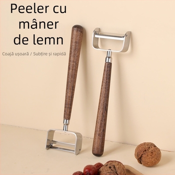Cuțit de decojit cu mâner din nuc – unealtă din oțel inoxidabil, multifuncțională pentru decojit fructe și cartofi