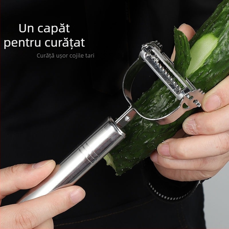 Set de trei decojitoare din oțel inoxidabil pentru fructe și legume, portabil, multifuncțional