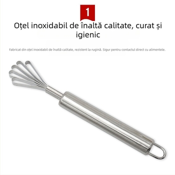 Unelte de bucătărie din oțel inoxidabil: răzuitor pentru carne de cocos, îndepărtător de sâmburi de fructe, racletă pentru solzi de pește și linguriță pentru fructe