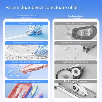 Morning Mg Light bandă corectoare cu role mici, 6 m lungime, cap de role din oțel, nucleu durabil înlocuibil, nucleu transparent pentru corectare