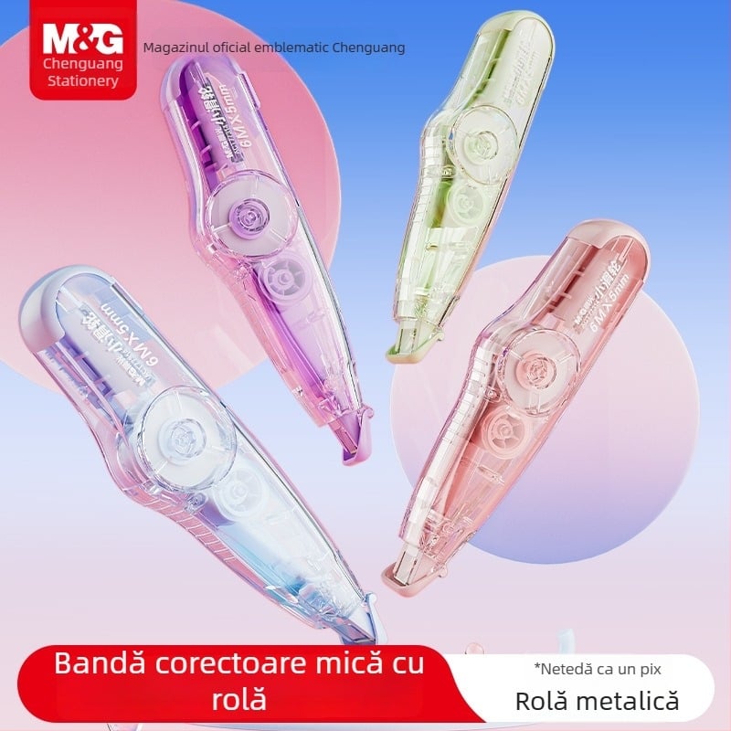 Morning Mg Light bandă corectoare cu role mici, 6 m lungime, cap de role din oțel, nucleu durabil înlocuibil, nucleu transparent pentru corectare