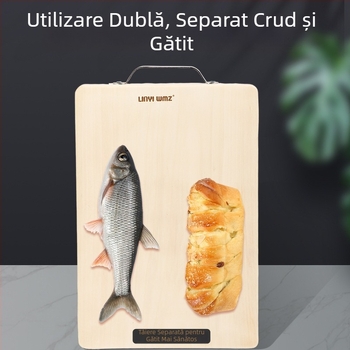 Tocător din lemn masiv de Ginkgo, pătrat, cu două fețe, gros, bucătărie